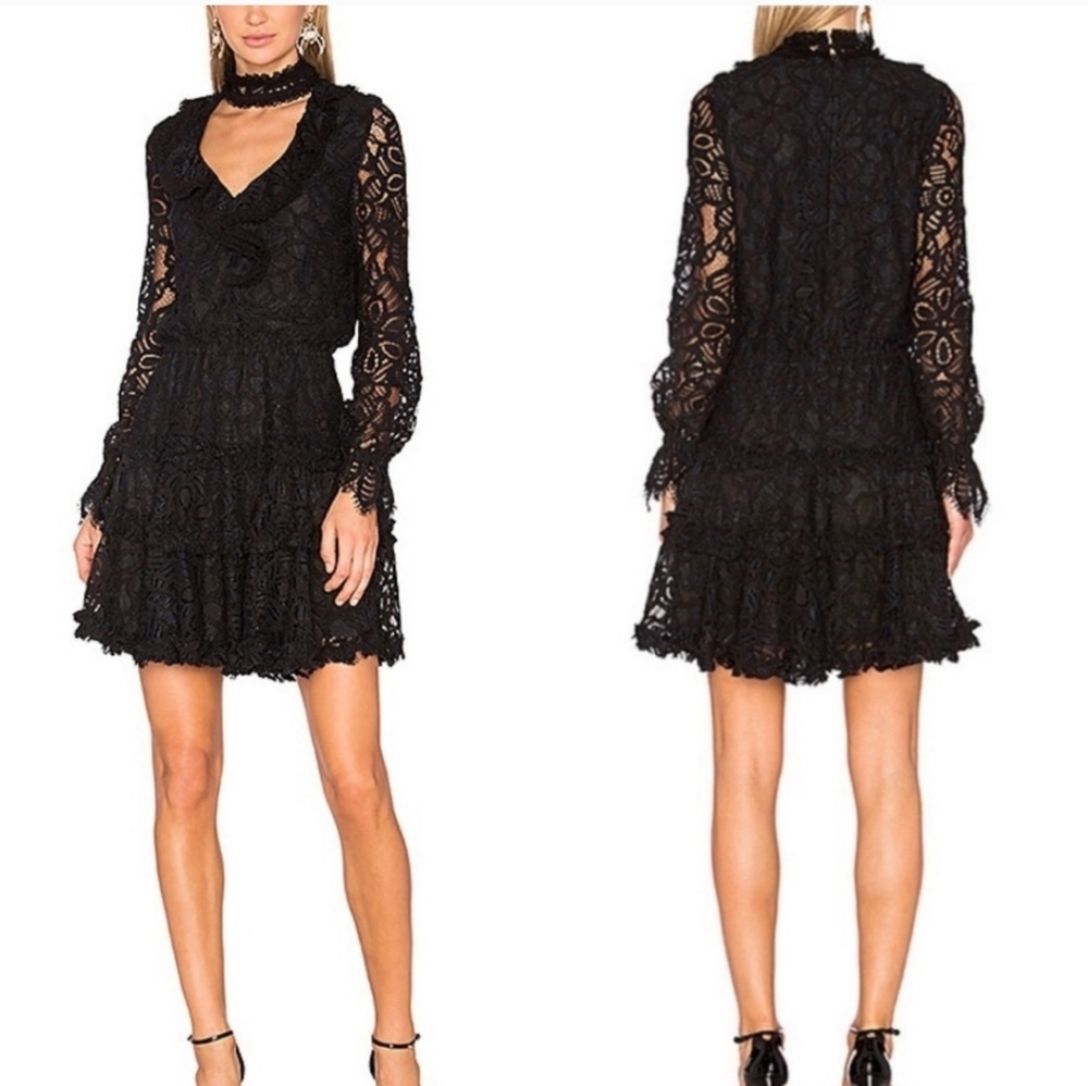 NWT Alexis Black Lace Catalina Fit & Flare Mini Dress
